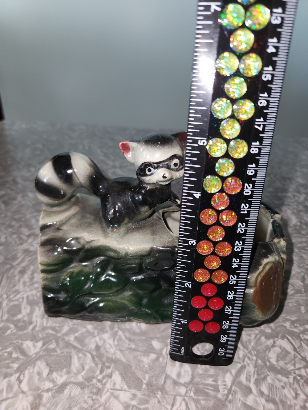 Black and White Raccoon Ceramic Planter - Decorative Home Accent - Picture 7 of 12